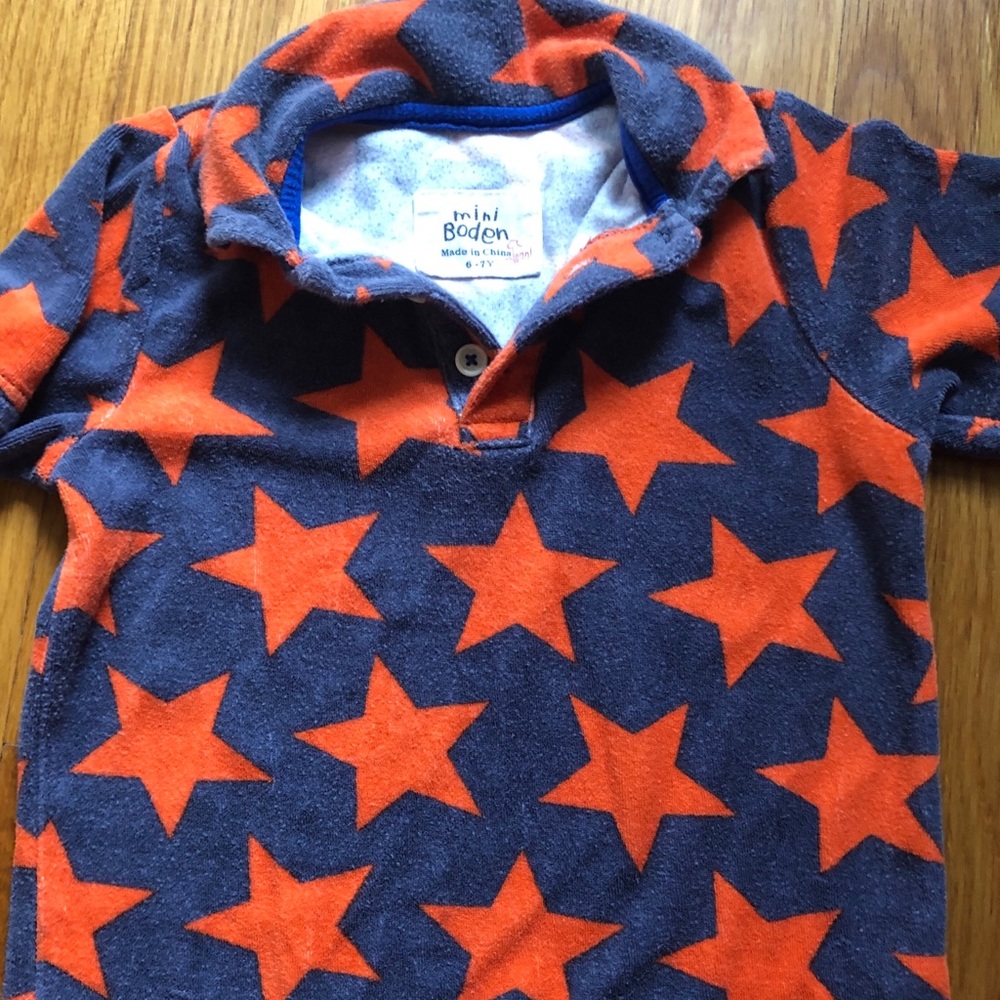 Mini Boden size 6-7 terry towel polo